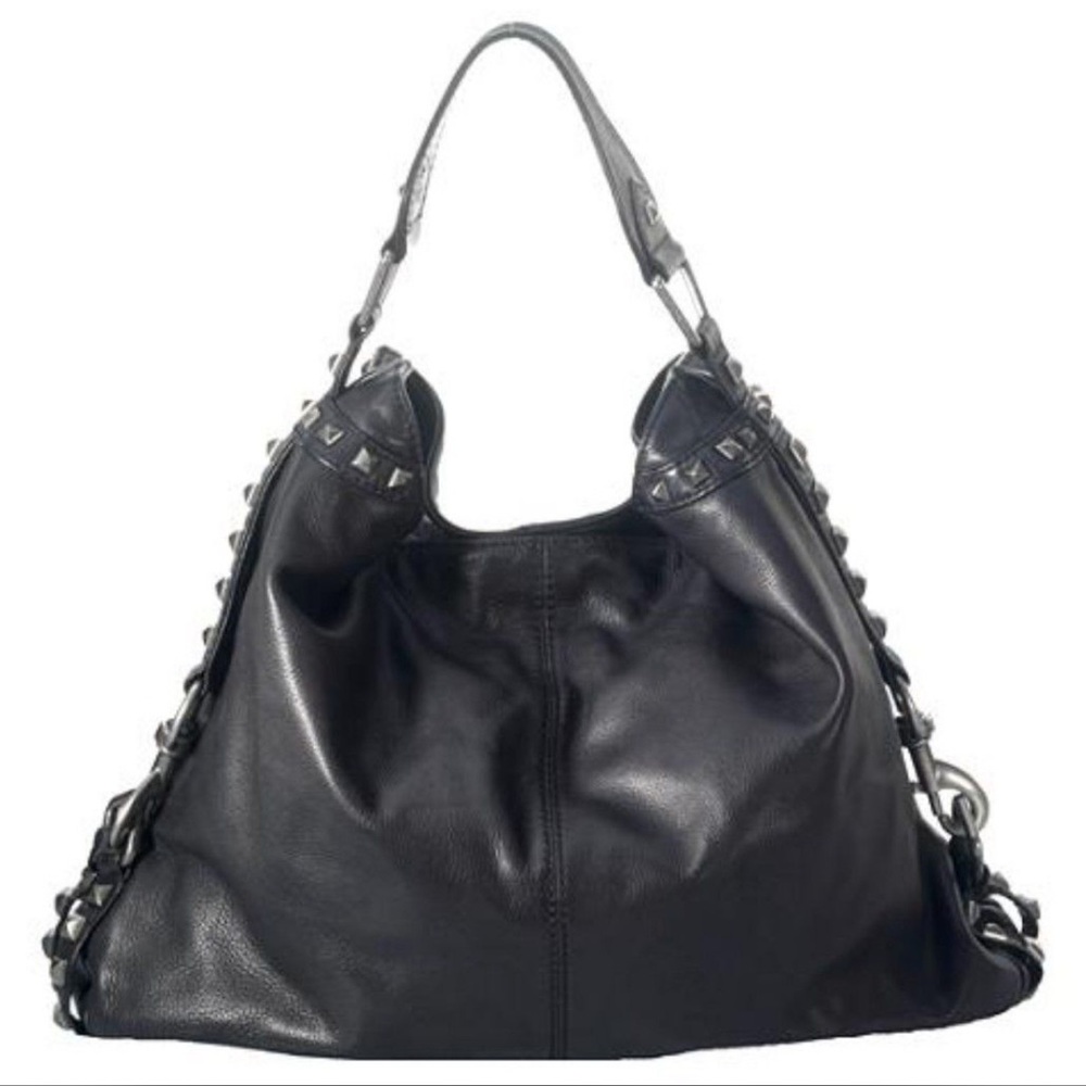 Rebecca Minkoff Nikki Leather Hobo Shoulder Bag Black Large Slouchy Studded